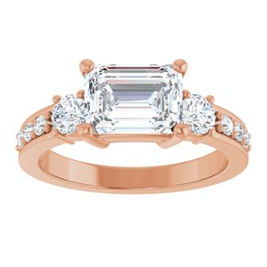 10K Rose Gold 8x6 mm Emerald Ring Mounting – image 5