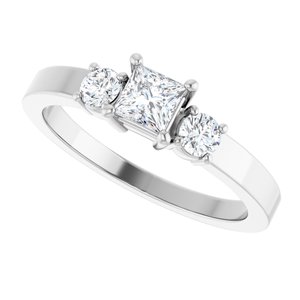 14K X1 White Gold 3.75x3.75 mm Square Ring Mounting – image 8