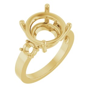 14K Yellow Gold 12 mm Round Ring Mounting – image 2
