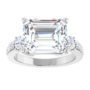 10K White Gold 11x9 mm Emerald Ring Mounting – image 5