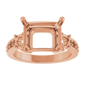 10K Rose Gold 11x9 mm Emerald Ring Mounting – image 6