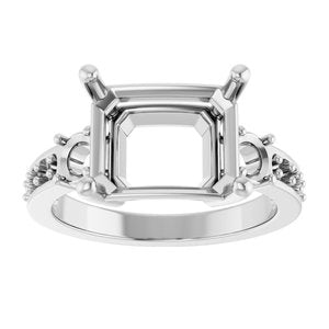 10K White Gold 11x9 mm Emerald Ring Mounting – image 6