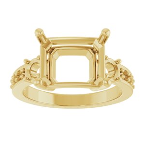 18K Yellow Gold 11x9 mm Emerald Ring Mounting – image 6