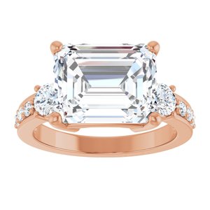 14K Rose Gold 11x9 mm Emerald Ring Mounting – image 5