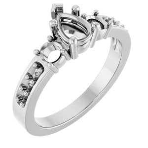 14K White Gold 6.5x4.5 mm Pear Ring Mounting – image 2