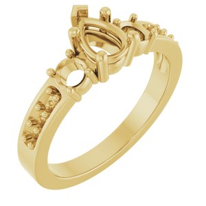 18K Yellow Gold 6.5x4.5 mm Pear Ring Mounting – image 2