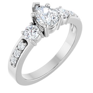 14K White Gold 6.5x4.5 mm Pear Ring Mounting