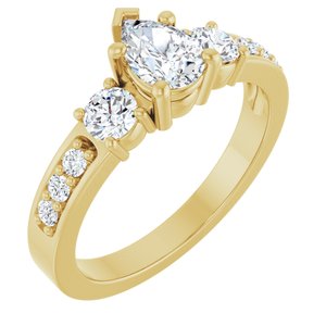14K Yellow Gold 6.5x4.5 mm Pear Ring Mounting