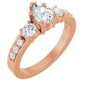 18K Rose Gold 6.5x4.5 mm Pear Ring Mounting