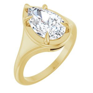 14K Yellow Gold 12x7.5 mm Pear Ring Mounting