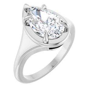 Sterling Silver 12x7.5 mm Pear Ring Mounting