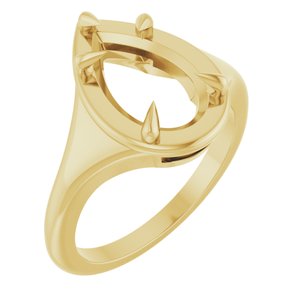 18K Yellow Gold 12x7.5 mm Pear Ring Mounting – image 2