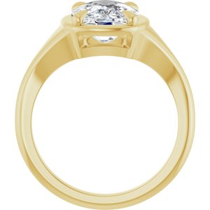 14K Yellow Gold 10x8 mm Elongated Cushion Ring Mounting – image 3