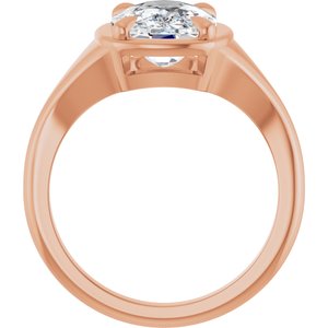 18K Rose Gold 10x8 mm Elongated Cushion Ring Mounting – image 3