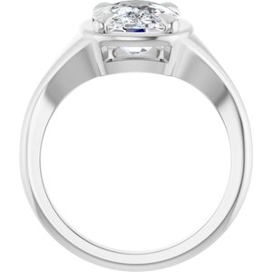 14K X1 White Gold 10x8 mm Elongated Cushion Ring Mounting – image 3