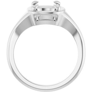 14K White Gold 10x8 mm Elongated Cushion Ring Mounting – image 4