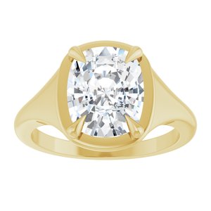 10K Yellow Gold 10x8 mm Elongated Cushion Ring Mounting – image 5