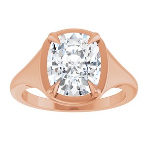 18K Rose Gold 10x8 mm Elongated Cushion Ring Mounting – image 5