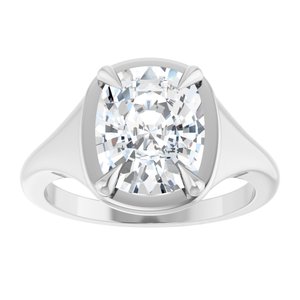 18K White Gold 10x8 mm Elongated Cushion Ring Mounting – image 5
