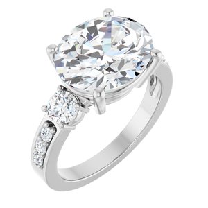 10K White Gold 12x10 mm Oval Ring Mounting