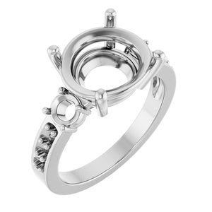 18K White Gold 12x10 mm Oval Ring Mounting – image 2