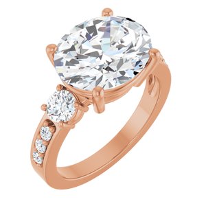 14K Rose Gold 12x10 mm Oval Ring Mounting
