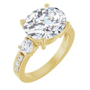 14K Yellow Gold 12x10 mm Oval Ring Mounting