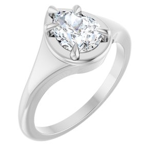 10K White Gold 8x6 mm Pear Ring Mounting