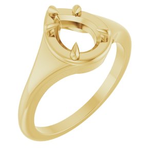 18K Yellow Gold 8x6 mm Pear Ring Mounting – image 2