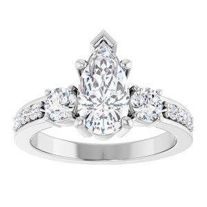 10K White Gold 10.5x5.5 mm Pear Ring Mounting – image 5