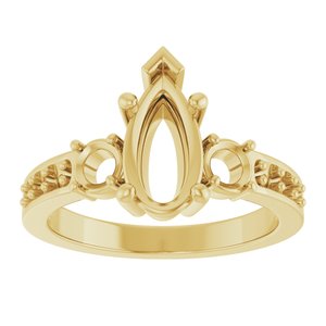 14K Yellow Gold 10.5x5.5 mm Pear Ring Mounting – image 6