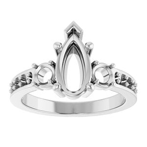 10K White Gold 10.5x5.5 mm Pear Ring Mounting – image 6