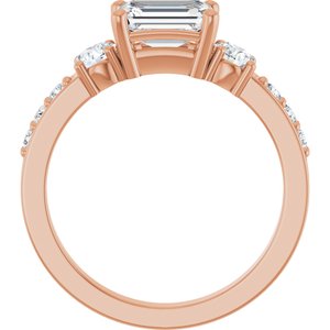 18K Rose Gold 7x5 mm Emerald Ring Mounting – image 3