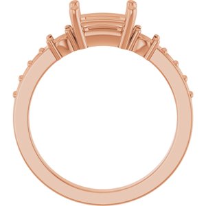 10K Rose Gold 7x5 mm Emerald Ring Mounting – image 4