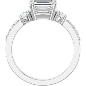 18K White Gold 7x5 mm Emerald Ring Mounting – image 3