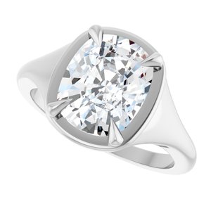 10K White Gold 10x8 mm Elongated Cushion Ring Mounting – image 8