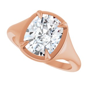 18K Rose Gold 10x8 mm Elongated Cushion Ring Mounting – image 8