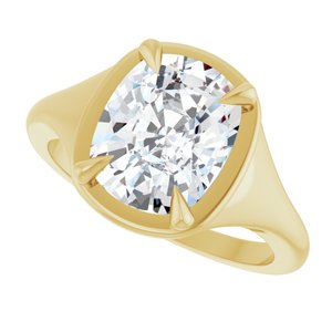 18K Yellow Gold 10x8 mm Elongated Cushion Ring Mounting – image 8