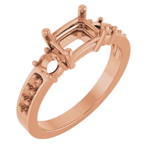 10K Rose Gold 7x5 mm Emerald Ring Mounting – image 2