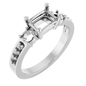 Platinum 7x5 mm Emerald Ring Mounting – image 2