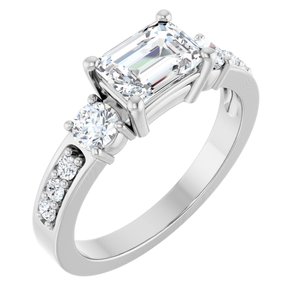 Continuum Sterling Silver 7x5 mm Emerald Ring Mounting