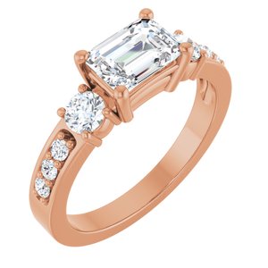 18K Rose Gold 7x5 mm Emerald Ring Mounting