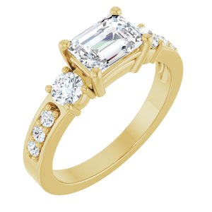 14K Yellow Gold 7x5 mm Emerald Ring Mounting