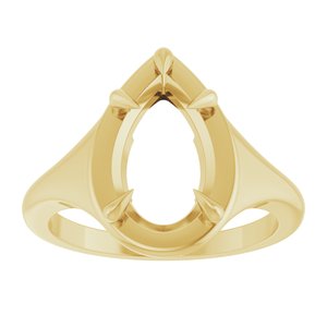 18K Yellow Gold 12x7.5 mm Pear Ring Mounting – image 6