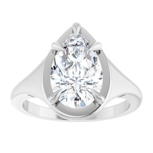 10K White Gold 12x7.5 mm Pear Ring Mounting – image 5