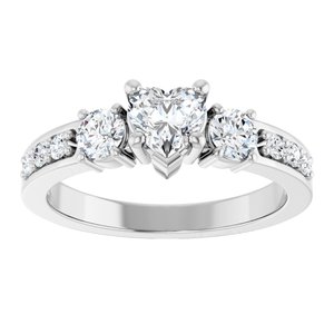10K White Gold 5x5 mm Heart Ring Mounting – image 5