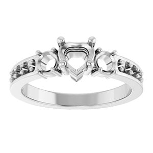 14K White Gold 5x5 mm Heart Ring Mounting – image 6