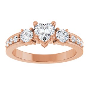 10K Rose Gold 5x5 mm Heart Ring Mounting – image 5