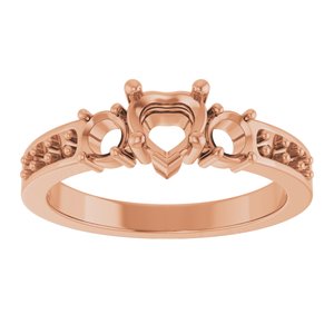 14K Rose Gold 5x5 mm Heart Ring Mounting – image 6