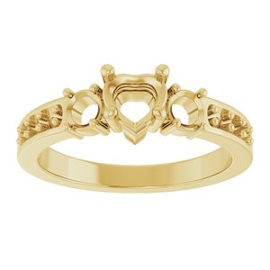10K Yellow Gold 5x5 mm Heart Ring Mounting – image 6